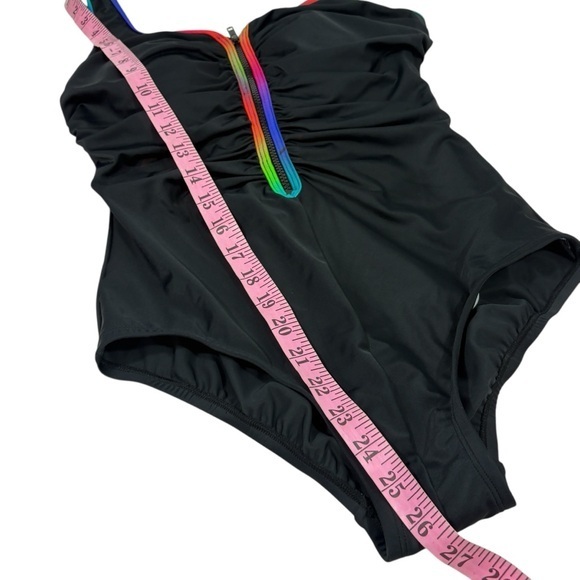 Swim Solutions nwt $98 Women's‎ Shirred Zip-Up One-Piece Swimsuit 8 M - Picture 10 of 11